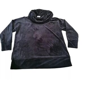 Loveappella Women's Black Velvet Velour Cowl Neck Tunic Top Size Large Plush